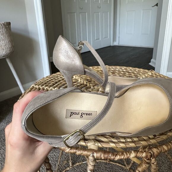 Paul Green d'Orsay Valletta Champagne Metallic Leather Pumps Size 8.5 US 6 UK - Picture 8 of 13